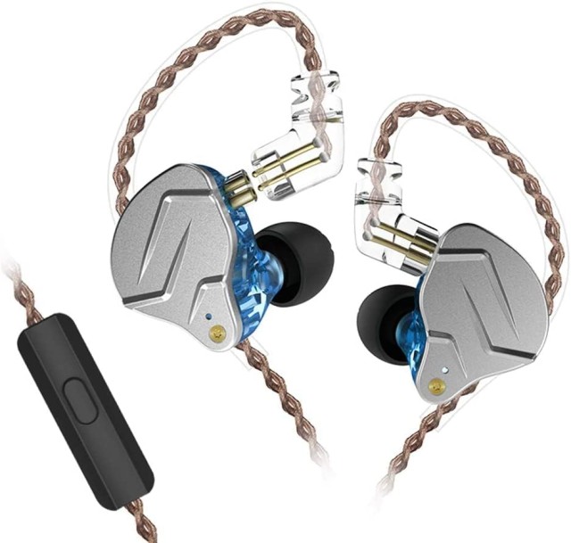 KZ ZSN PRO Blue Mic - IEM 3,5 In Ear Monitor Earphones, Dynamic Hybrid Dual Driver 1BA+1DD