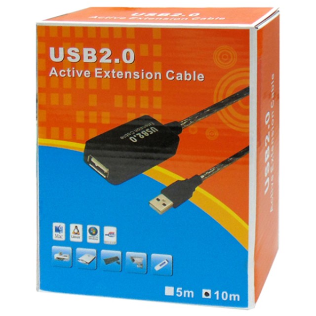 ΚΑΛΩΔΙΟ USB 2.0 A/M A/F ΠΡΟΕΚ.+ΕΝΙΣΧ.10m BOX A1902-011 OWI