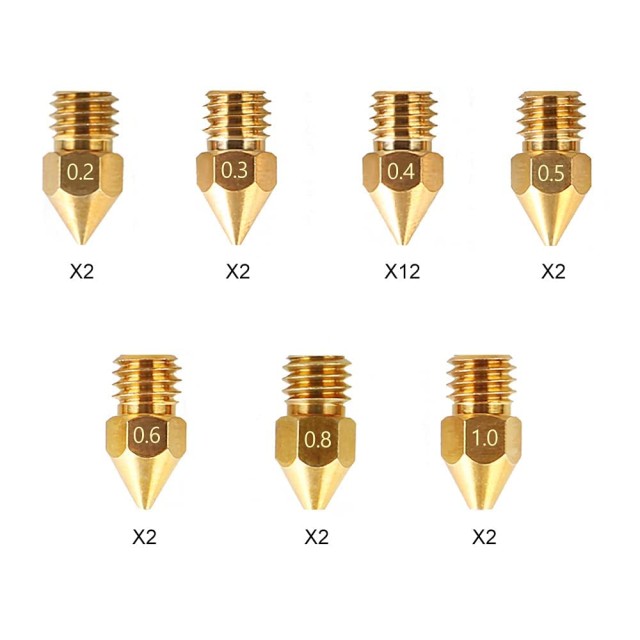 CREALITY MK8 Nozzles Kit 24 pcs 0.2mm χ2, 0.3mm χ2, 0.4mm χ12, 0.5mm χ2, 0.6mm χ2, 0.8mm χ2 1.0mm χ2