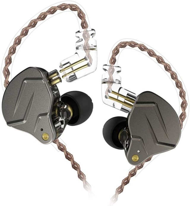 KZ ZSN PRO Grey No Mic - IEM 3,5 In Ear Monitor Earphones, Dynamic Hybrid Dual Driver 1BA+1DD