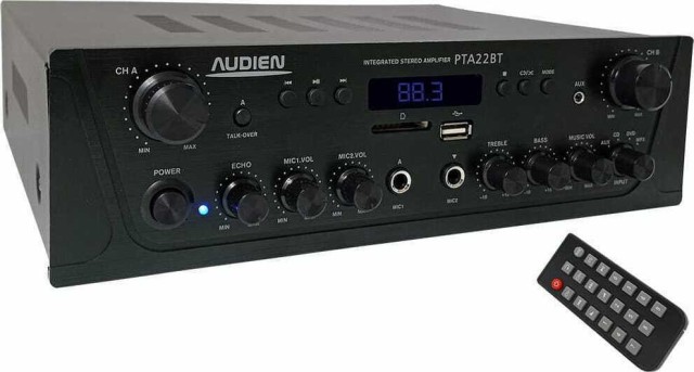 Audien PTA22BT Amplificatore radio stereo Hi-Fi 2x35W RMS con USB, SD, Bluetooth e FM