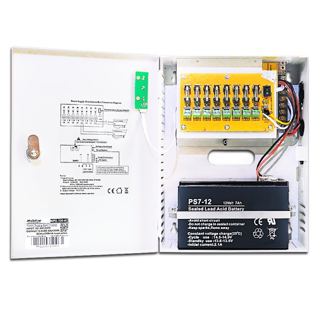 SPARK 12-08C Power Supply with Charger and Distributor 12VDC 8A