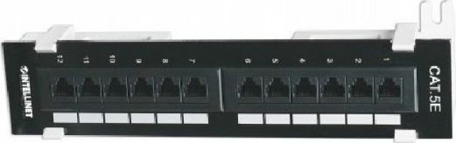 Manhattan 162470 Patch Panel 12 Port Cat5e UTP Black