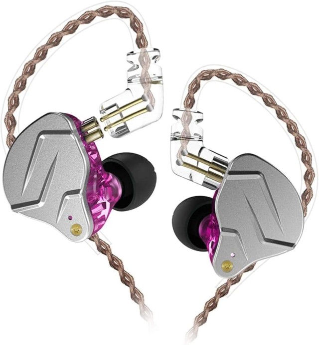 KZ ZSN PRO Purple No Mic - IEM 3,5 In Ear Monitor Earphones, Dynamic Hybrid Dual Driver 1BA+1DD