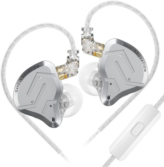 KZ ZSN PRO 2 SIlver With Mic - IEM 3,5 In Ear Monitor Earphones, Hybrid 1BA+1DD 10mm, metal, HIFI ba