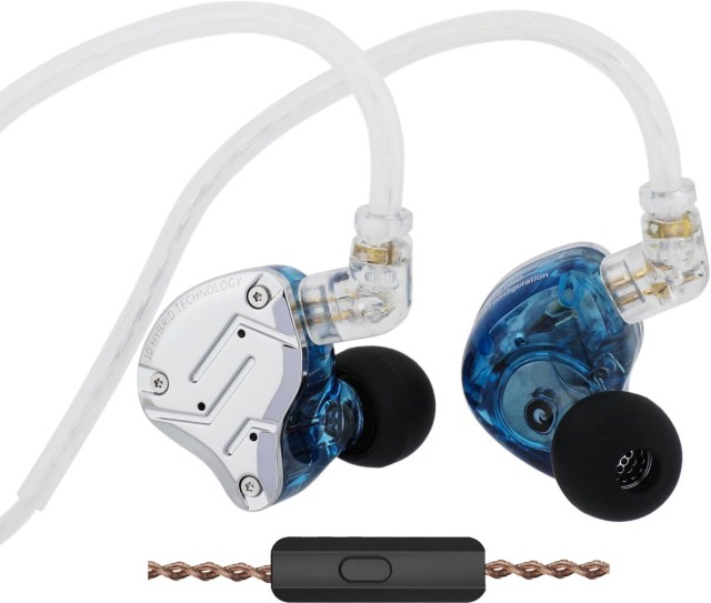 KZ ZS10 PRO Blue With Mic - IEM 3,5 Musician In Ear Monitor Earphones, 4BA+1DD 5 Driver 10mm, metal