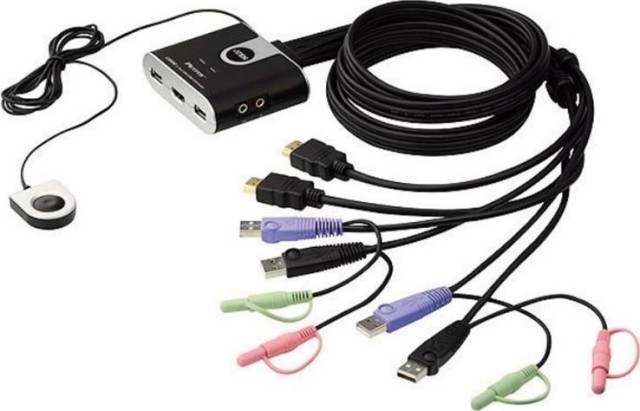 Aten - CS692 - Conmutador KVM USB HDMI / Audio de 2 puertos con selector de puerto remoto