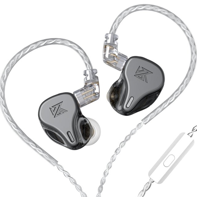 KZ DQ6 Grey With Mic - IEM 3,5 HBB Tuned Improved In Ear Monitor Earphones, 3DD Dynamic