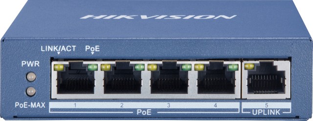 Conmutador Hikvision DS-3E0505P-E/M L2 PoE+ no administrado con 4 puertos Ethernet