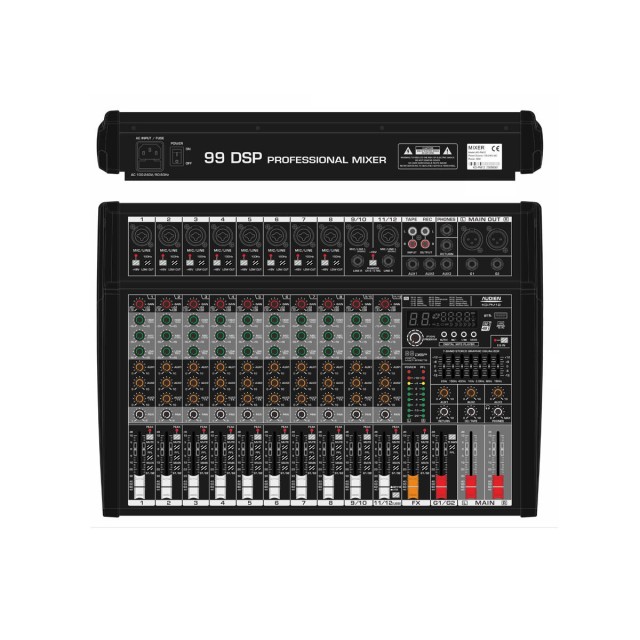 Audien KG-PM12 Console analogica a 12 canali con alimentazione Phantom e 12 ingressi XLR e Bluetooth