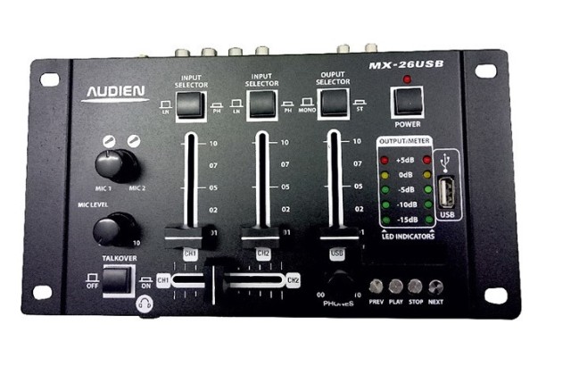 Audien MX-26Mixer audio USB a 3 canali con lettore USB