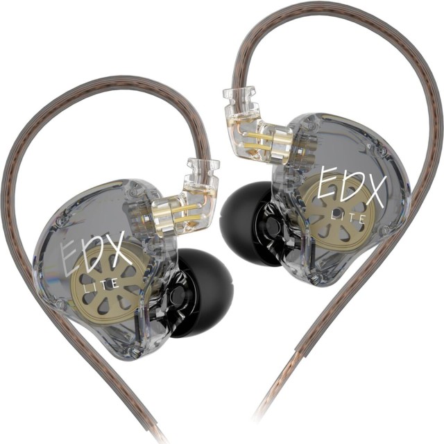 KZ EDX LITE Transparent Grey NO MIC - IEM 3,5 In Ear Monitor Earphones, Super-Linear, HIFI bass, Noi