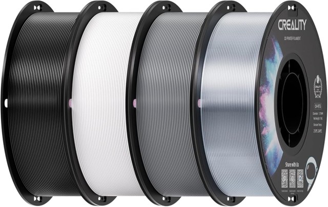 Creality CR-PETG Value Pack 4kg - Black & White & Grey & Transparent 3D Printer Filament