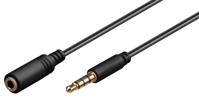 Goobay Καλώδιο Ήχου TRRS 3.5mm male - 3.5mm female Μαύρο 5m με Επίχρυσους Ακροδέκτες 62481