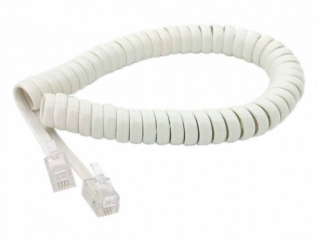 Cable telefónico en espiral 4P4C 5m T205-44 (208) Blanco