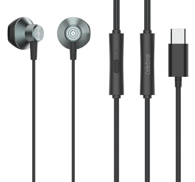 CELEBRAT auriculares con micrófono D14, USB-C, 1.2m, negro