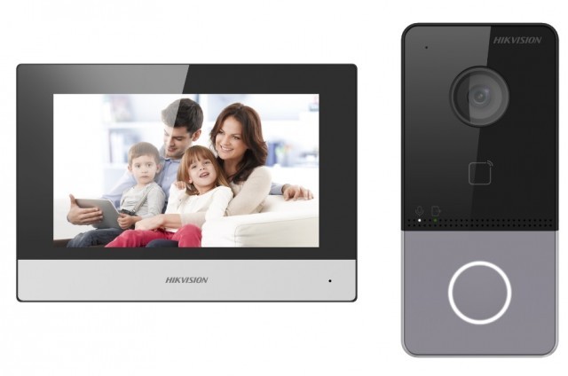 Hikvision DS-KIS603-P(B) Color Wi-Fi IP Kit de videoportero con lector de tarjetas Mifare