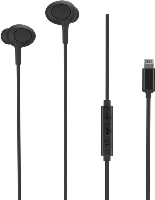 ROCKROSE earphones with microphone Siren LT, Lightning, 1.2m, black