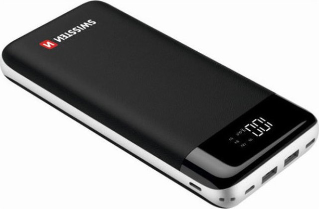 Swissten Black Core (220 139 29) Power Bank 30000mAh 18W με Θύρα USB-A και Θύρα USB-C Quick Charge 3.0 Μαύρο