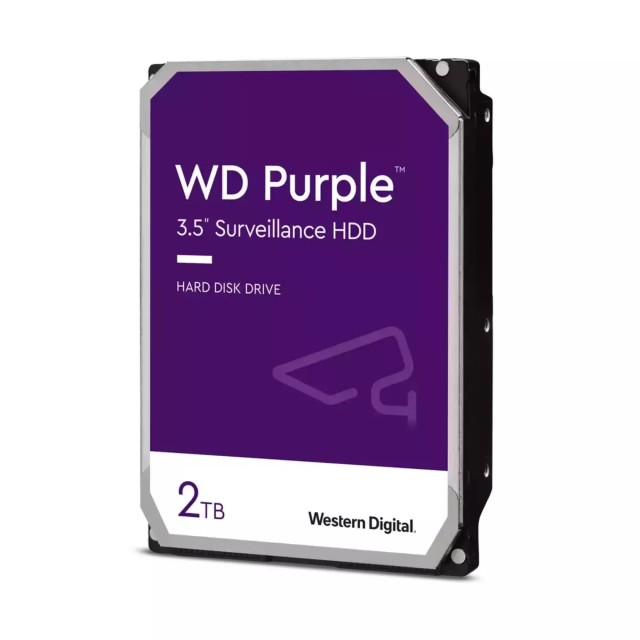 Western Digital Purple HDD, 2 TB SATA da 3.5 pollici 6 Gb/s, 64 MB di cache, 5400 giri/min (WD23PURZ)