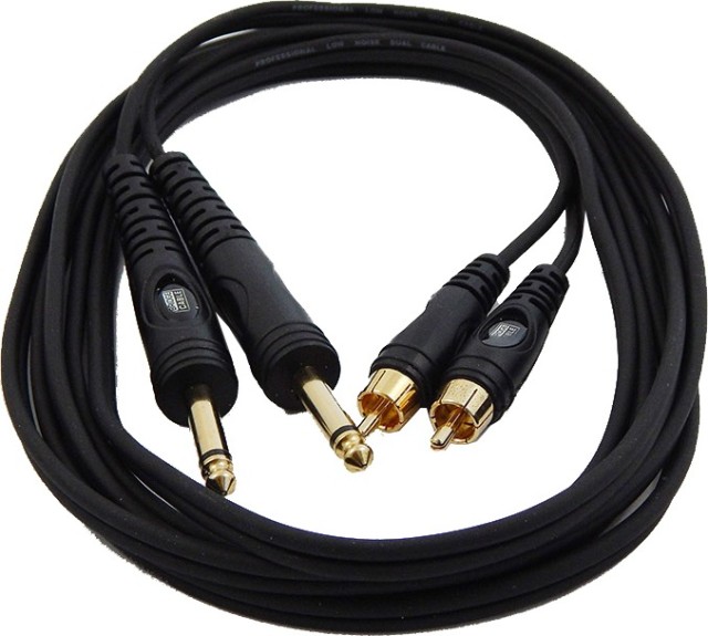 Bridgecable Kabel 2x 6.3mm Stecker - 2x RCA Stecker 3m (TPC-014A)