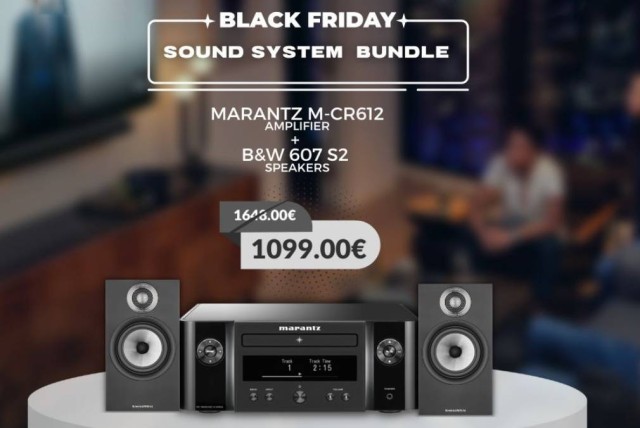 Paquete de sistema de sonido de altavoces Marantz M-CR612 + B&W 607 S2