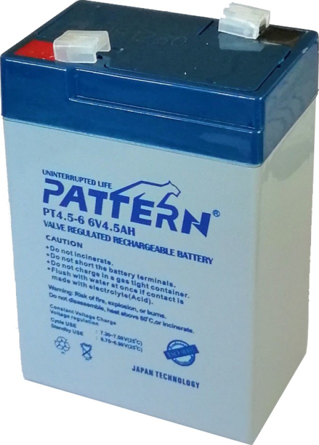 Pattern Battery PT4.5-6 Επαναφορτιζόμενη Μπαταρία Μολύβδου 6V 4.5AH