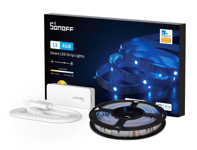 Tira de cable LED inteligente SONOFF L3, RGB, Wi-Fi y Bluetooth, 5m