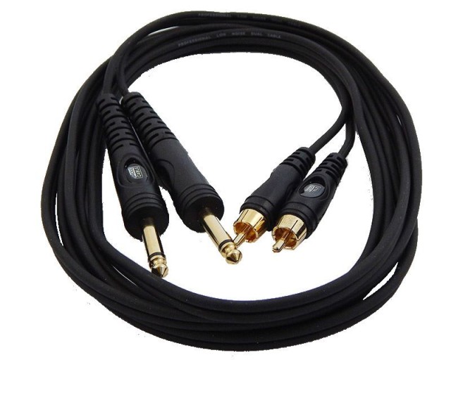 Cable puente Cable 2x 6.3mm macho - 2x RCA macho 1.5m TPC-014