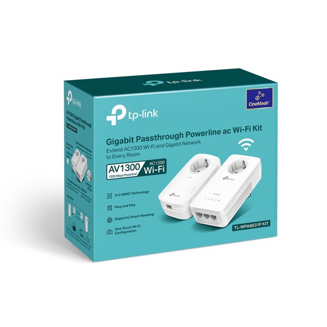 POWER LINE AV1300 Gigabit AC Passthrough Powerline Wi-Fi Kit