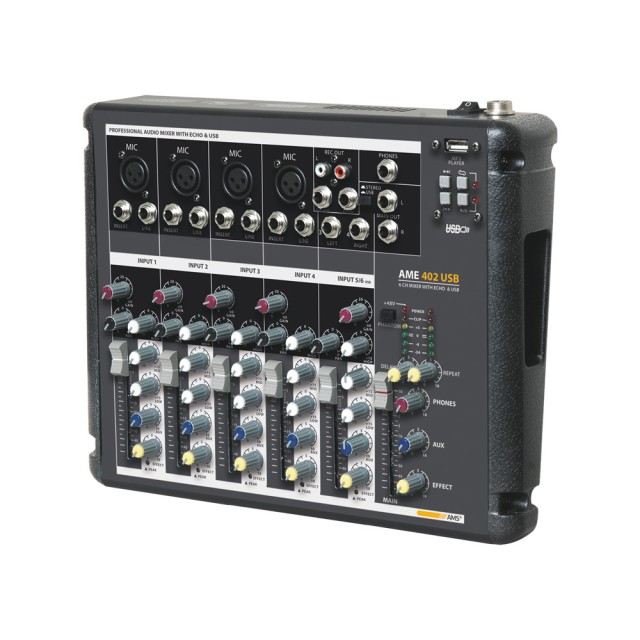 AMS AME 402 USB 6-KANAL-SOUNDKONSOLE MIT USB & ECHO-EFFEKT