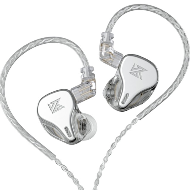 KZ DQ6 Silver No Mic - IEM 3,5 HBB Tuned Improved In Ear Monitor Earphones, 3DD Dynamic
