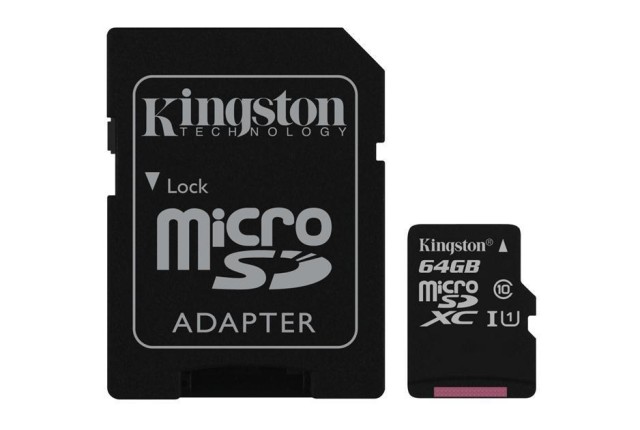 Kingston, SDC10G2/64GB, microSDXC 64GB, Classe 10, U1 con adattatore (45MB/s)