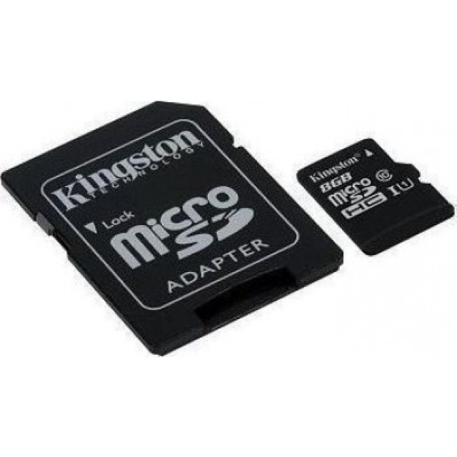 Kingston, SDC10G2/8GB, microSDHC 8GB, Klasse 10, U1 mit Adapter (45MB/s)