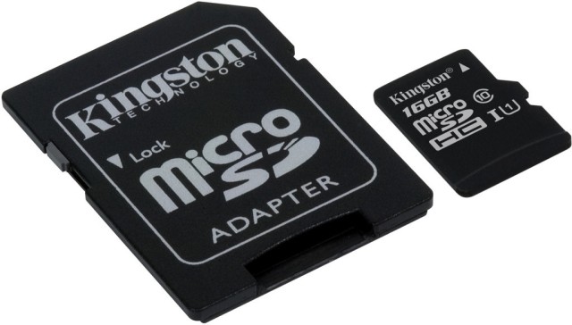 Kingston, SDC10G2 / 16GB, microSDHC 16GB, Klasse 10, U1, mit Adapter (45MB/s)