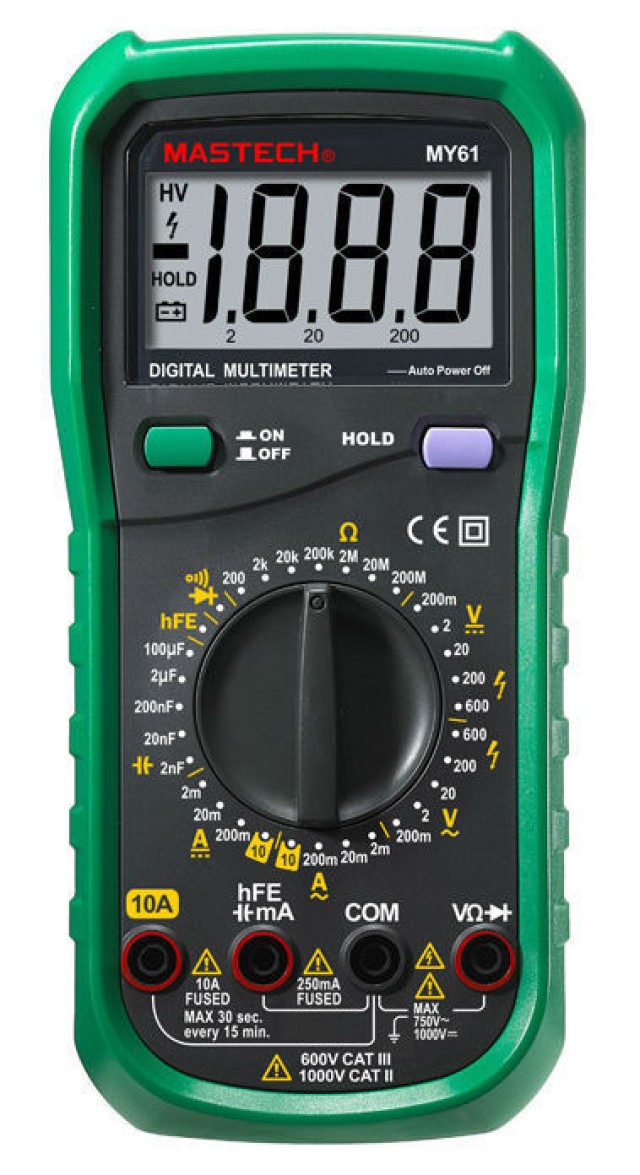 Mastech, MY61N, multímetro digital de capacitores, con estuche