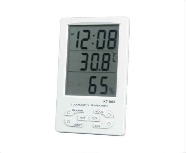OEM KT-903 Ψηφιακό θερμόμετρο & υγρόμετρο με ημ/γιο & ξυπνητήρι
