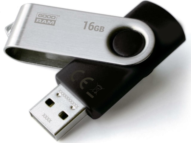 Goodram UTS2 unidad flash USB 16 GB USB Tipo-A 2.0 Negro, Plata (UTS2-0160K0R11)