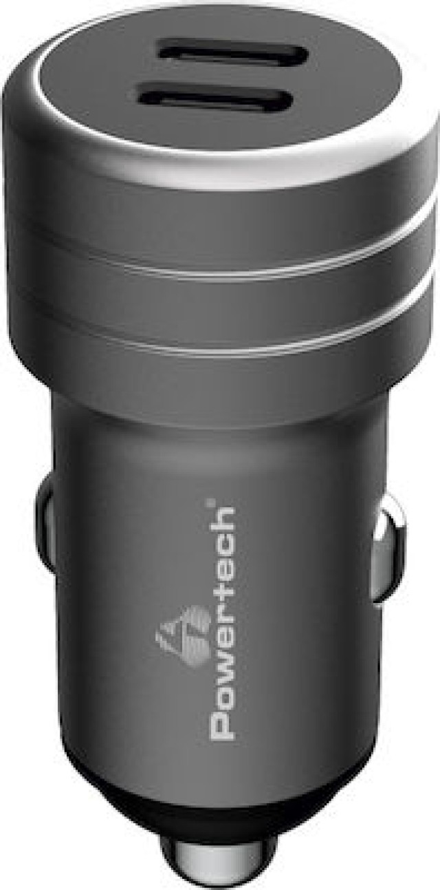POWERTECH φορτιστής αυτοκινήτου PT-1149, 2x USB-C, 100W PD, γκρι