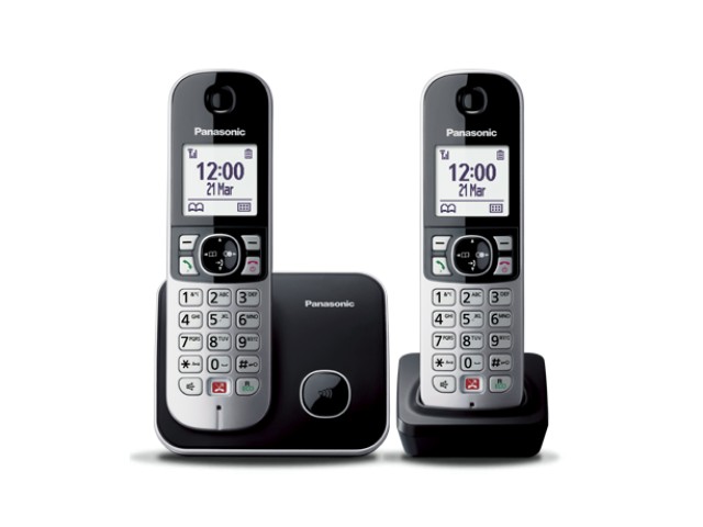 Panasonic KX-TG6852 Ασύρματο Τηλέφωνο Duo με Aνοιχτή Aκρόαση Μαύρο