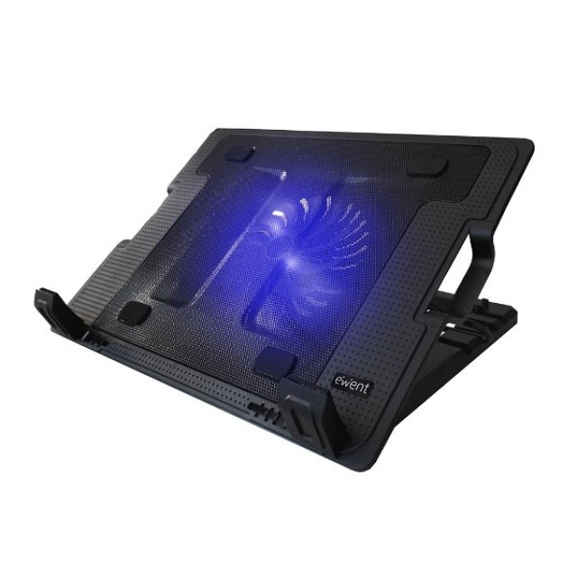 INTRONICS - EW1258 Notebook Cooling Pad 17 ”, 2 Port Hub, LED, Schwarz