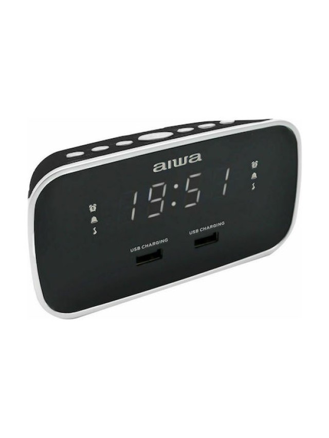 AIWA CRU-19BK DUALER RADIOWECKER MIT 2 USB-ANSCHLÜSSEN ZUM AUFLADEN SCHWARZ