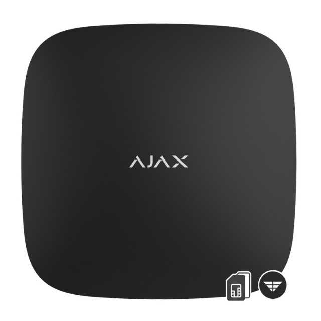 Pannello di allarme wireless nero Ajax Hub 2