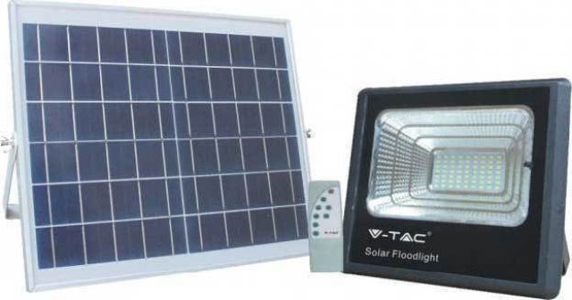 LED solar floodlight 16W Cool white 6400K Black body V-TAC - 94008
