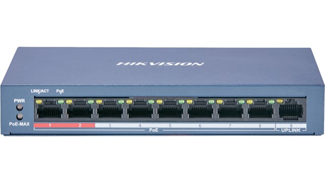 HIKVISION DS-3E0109P-E/M(B) PoE Switch with 8 PoE ports and 1 Uplink port