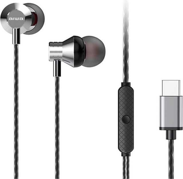 AIWA Stereo TYPE-C IN-Ear With Remote And Mic Silver - (ESTM-50USB-C/SL)