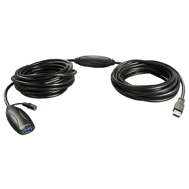 Lindy USB 3.0 Cable USB-A male - USB-A female Μαύρο 15m (43099)