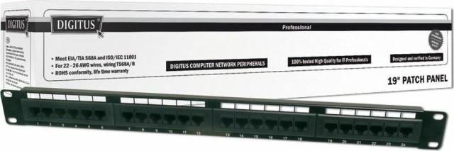 Digitus DN-91524U Patch Panel Cat 5e STP με 24 Ports Μαύρο