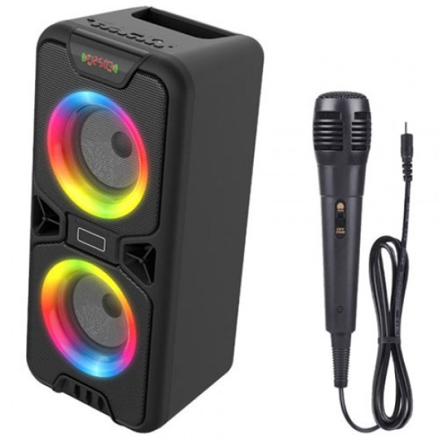 Sistema de Karaoke Manta con Micrófono con Cable SPK816 en Color Negro