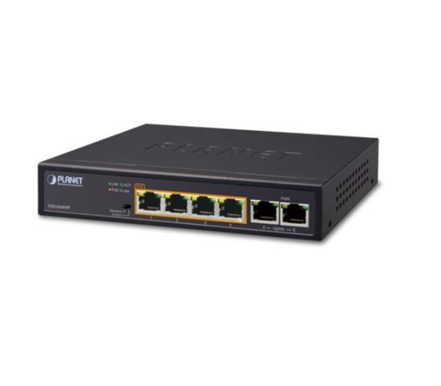 PLANET FSD-604HP 4-Port 10/100TX 802.3af/at PoE + 2-Port 10/100TX Desktop Switch (60 Watts)